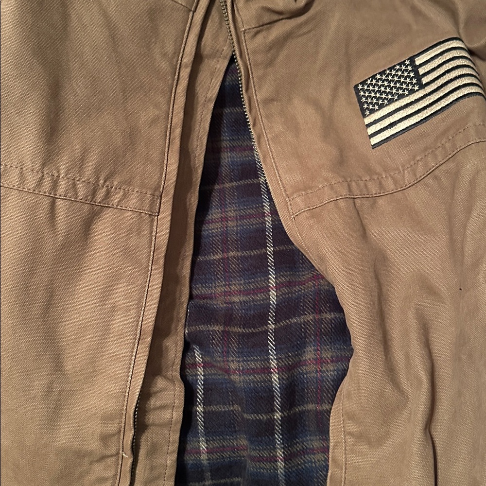 Brown Jacket With American Flag Patch - image 6